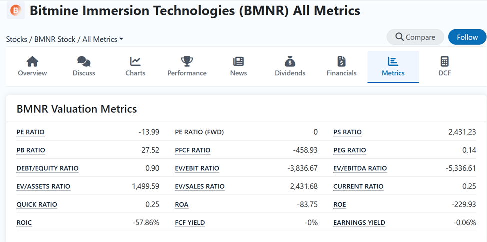 BitMine Immersion Technologies Valuation Metrics