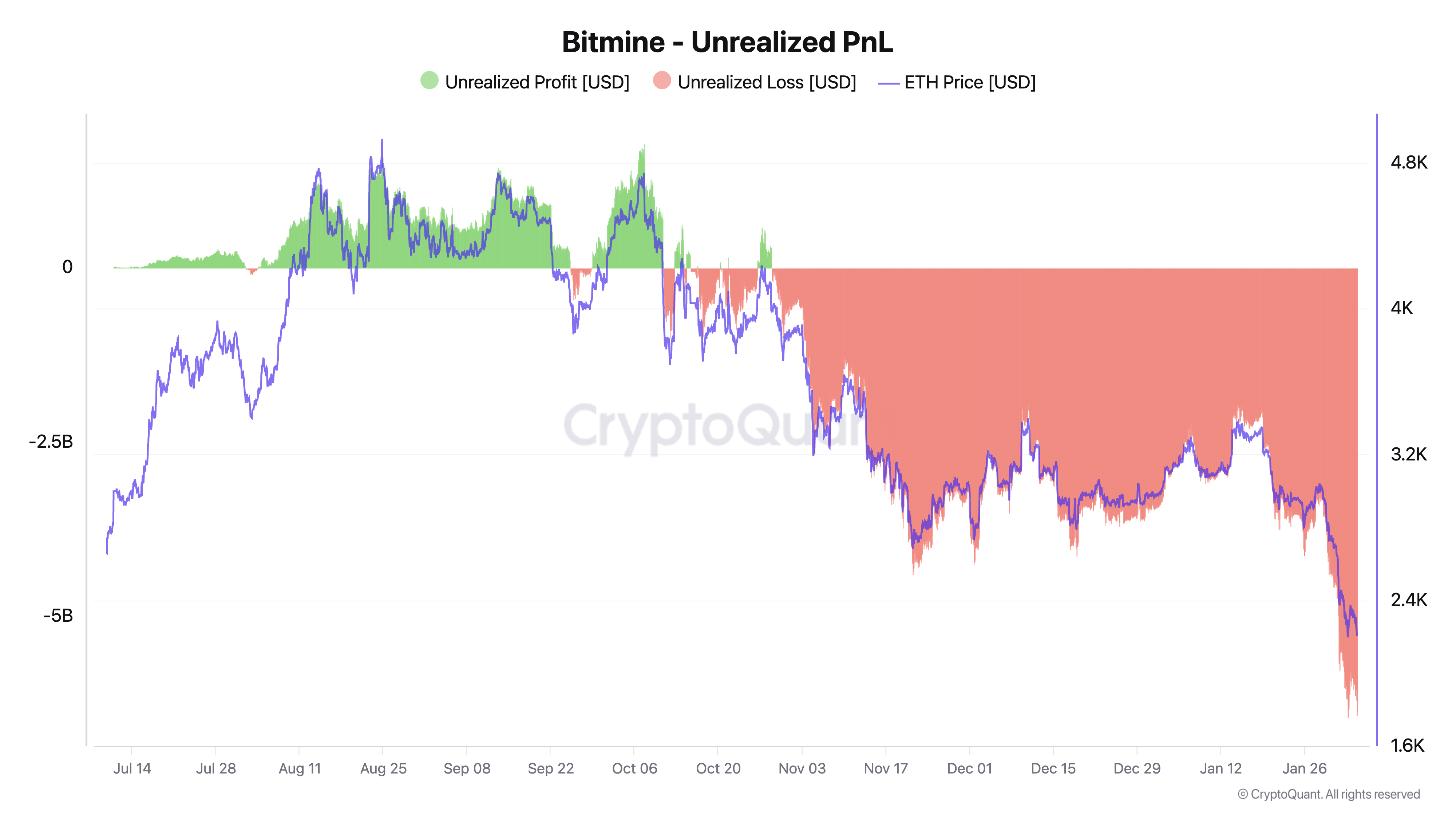 BitMine Unrealized Loss on ETH Holdings. Source: CryptoQuant